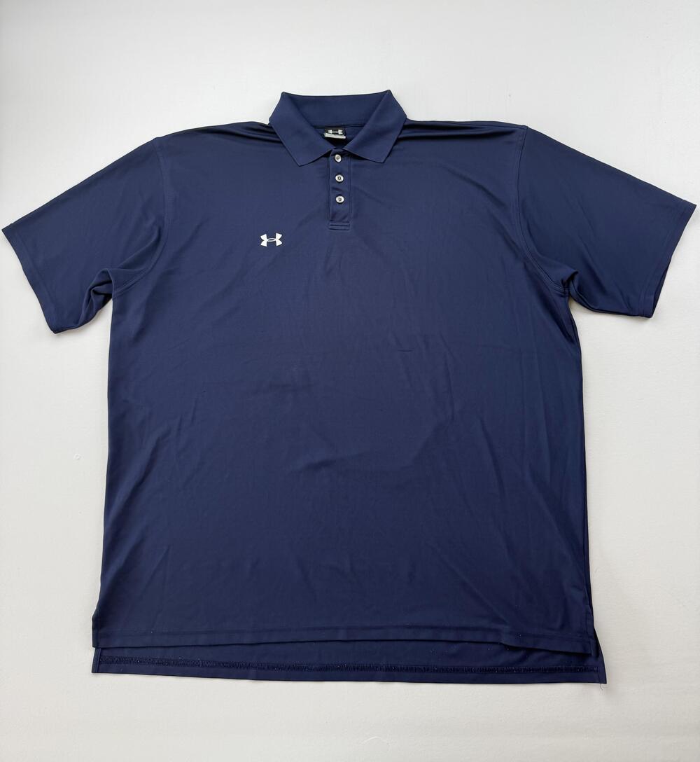 Under Armour Polo Shirt Mens XL Blue Solid Golf Performance Knit Lightweight